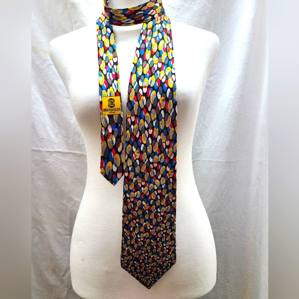 Brandolini Men's Multicolor 100%Silk Tie Handmade in Italy